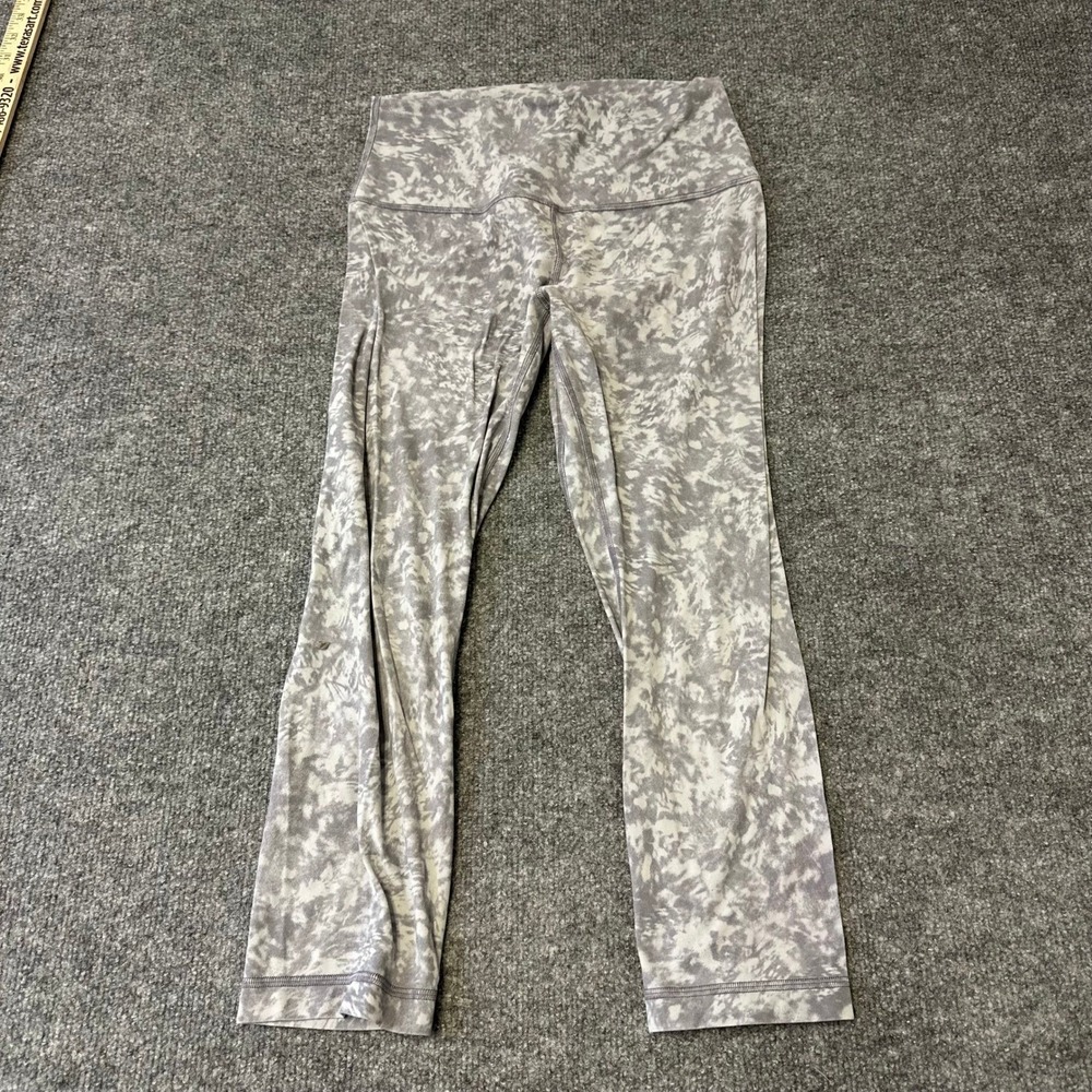 Lululemon Leggings Womens Size 8 Grey White Tie Dye High Rise Crop Athletic Yoga